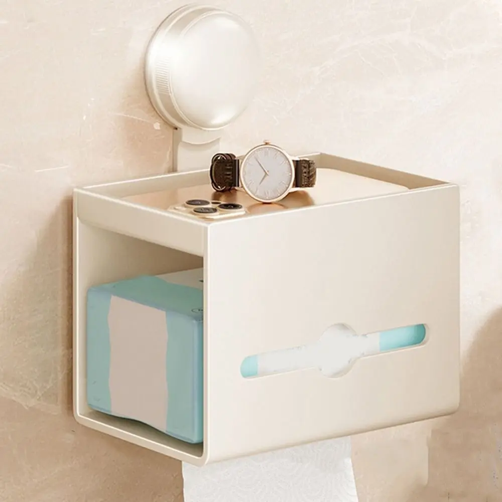 

Carbon Steel Suction Cup Toilet Paper Holder Punch Free Detachable Paper Towel Holder Wall-Mounted Save Space