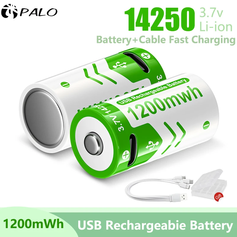 3.7V USB 14250 ER14250 Rechargeable Lithium Battery 1/2AA ER 14250 LS14250 Battery For Probes, Thermometers, Sights, Thermostats
