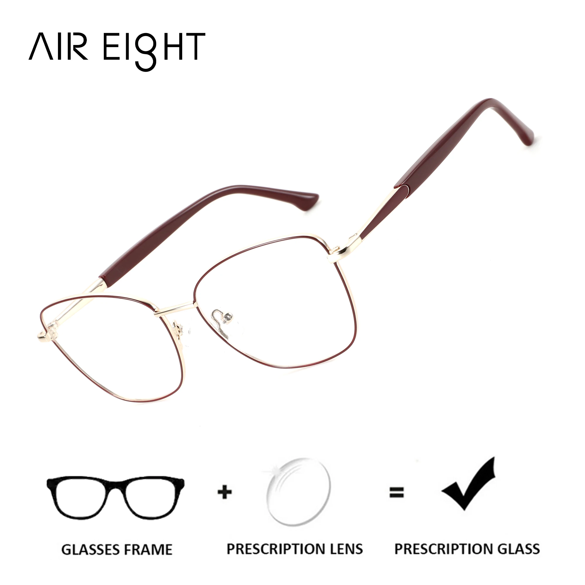 

AIREIGHT Metal Butterfly Prescription Glasses For Women Anti Blue Light Progressive Multifocal Optical View Eyeglasses