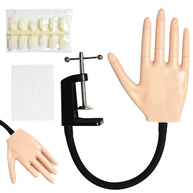 Nail Art Practice Hand With Clamp Bracket, Detachable Fingers Model Free Nail Tips For Beginner Salon Practice