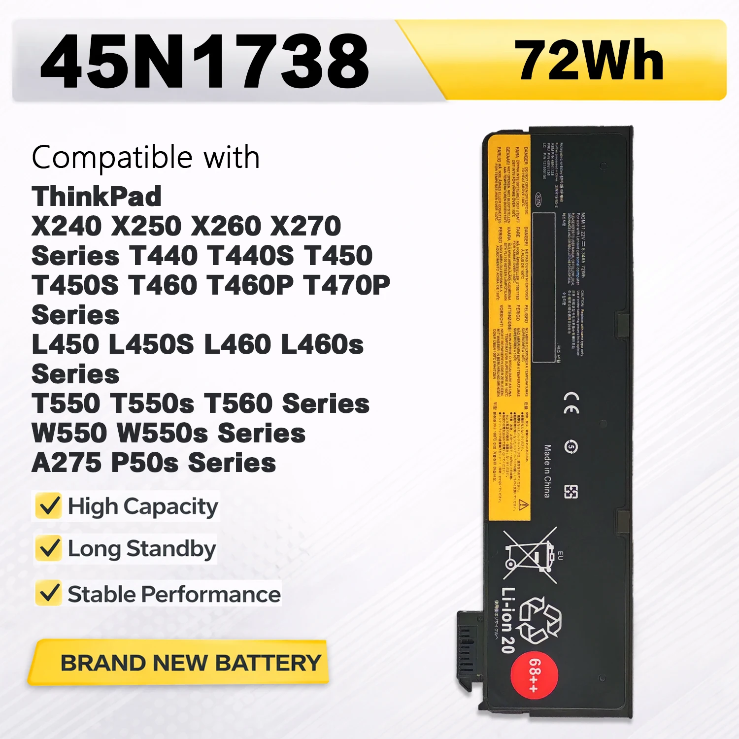 

Аккумулятор PowerHub 45N1738 45N1128 45N1126 для ThinkPad T440 T450 T460P T470P T550 T560 X240 X250 X260 X270 L450 45N1127 45N1129