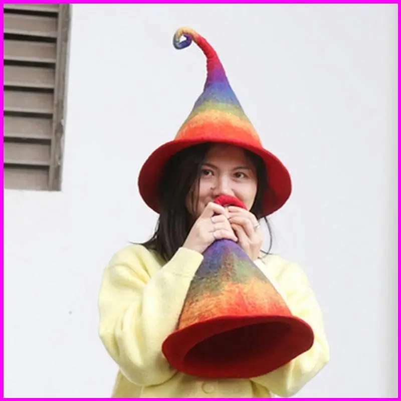 أزياء التدرج قبعة قوس قزح معالج قبعة هالوين شعبية الإبداعية الدعائم الهدايا الساحرات زي قبعة الخريف والشتاء #1