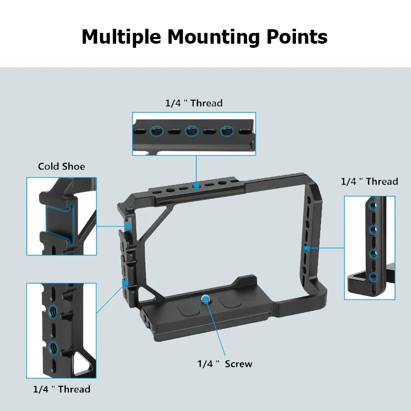 CAMVATE Aluminum Full Camera Cage for Sony a6700 with Shoe Mount & Arca-Type Base and NATO Rail for Handle LED Light Monitor Mic