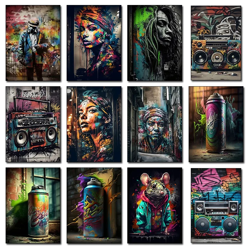 Street Graffiti Art Drawing Recorder Posters and Prints Canvas Paintings on the Wall Art Picture For Living Room Home Decoration
