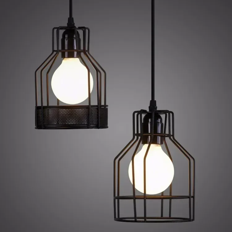 

LOFT lamp Vintage pendant light LED light balck iron metal cage lampshade warehouse style lighting light fixture