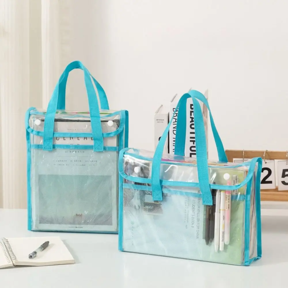 Large Capacity Test Paper Storage Bag Transparent Durable Handheld File Folder Office Supplies PVC Document Bag Student Exam