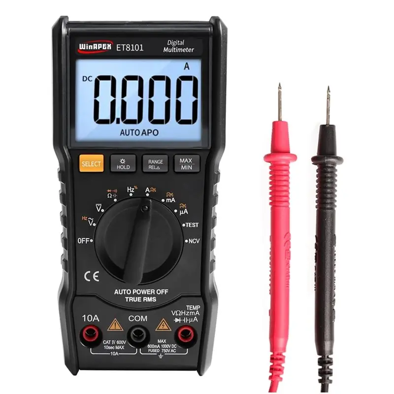 NEW HOT In Stock-Winapex AC/DC Voltage Current Resistance Capacitance Digital Multimeter ET8101 True RMS Full Protection LCD Bac