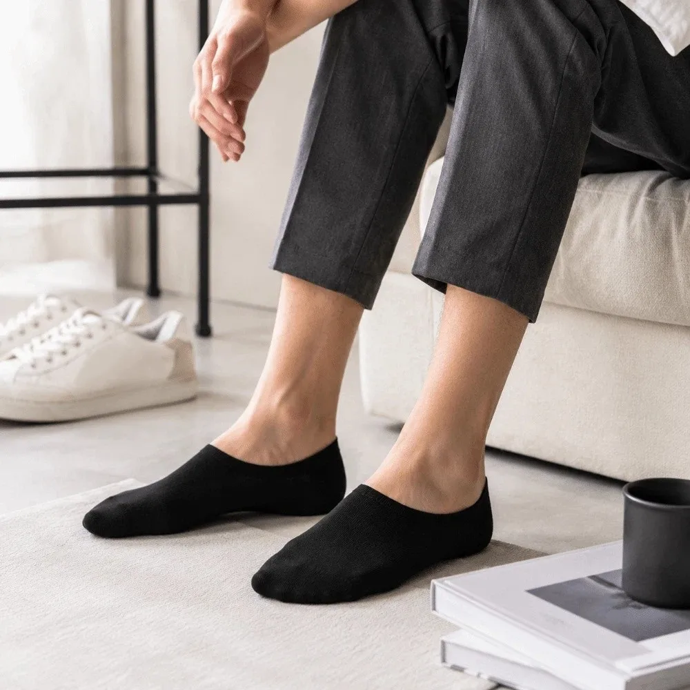 

Comfortable Cotton Men Boat Socks Pure Color Breathable Invisible Socks Low-Cut Short Ankle Socks Summer