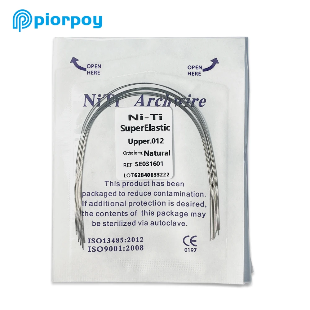 PIORPOY 10Pcs Orthodontic Dental Super Elastic Niti Arch Wires Natural Form Round Rectangular Arch Wires for Braces Dentist Tool