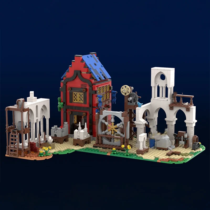 

1187pcs MOC Medieval Stonemasons School Building Block DIY Modular Castle Workshop Creative Historical Architecture Toy for Kids