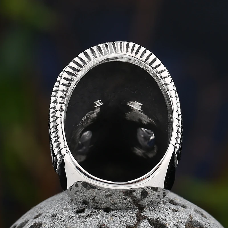 Gothic Vintage 316L Stainless Steel Cool Locomotive Old Man Skull Ring Punk Rock Bearded High Quality Jewelry DropshippingOSR463