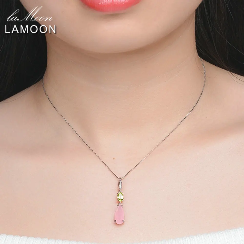 

Natural Oval Rose Quartz Necklace For Women Elegant Water Drop Gemstone Pendant 925 Sterling Silver Chain Fine Jewelry NI046