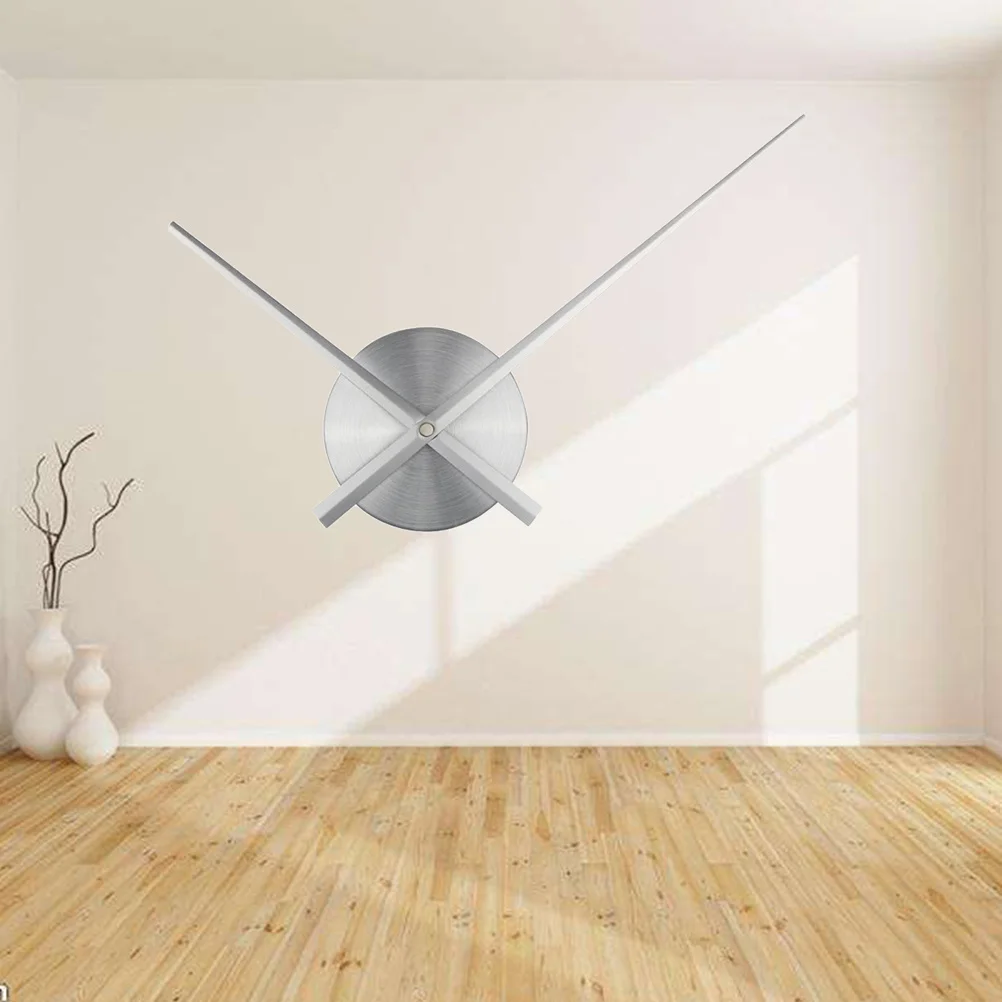 

Large Silver Metal Wall Clock Modern Design Mute Core Silent Movement Easy Mount for Bedroom Living Room Office Study Long