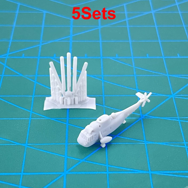 5Sets 1/700 400 350 Scale SH-3 Sea King Anti-submarine Warfare Helicopter Folded Wing 3D Printing Amphibious Helicopters Model