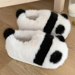 Winter Women's Slippers Home Outdoor Soft Sole Plush Cotton Slippers Thickened Cover Heel Cute Cartoon Panda Warm Couple Shoes