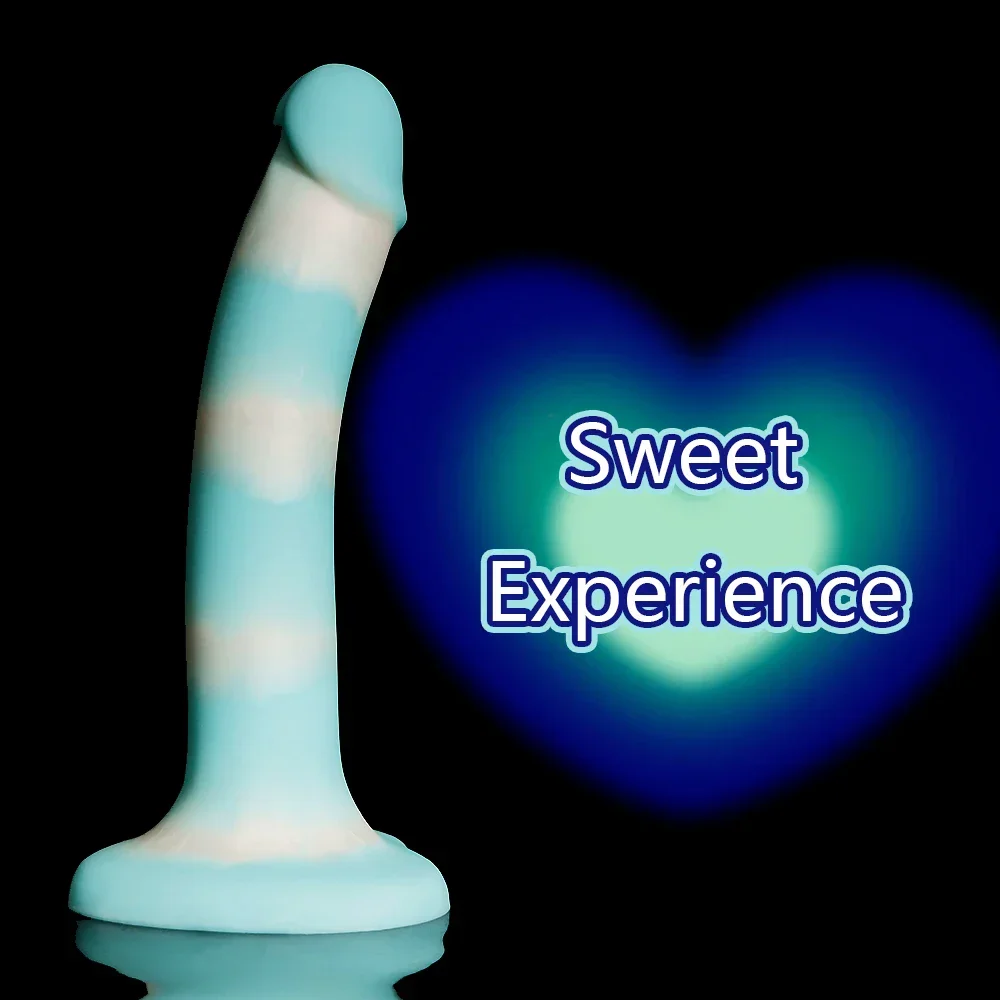 7.28inch Blue-White Color Heart Shape Simulated Eggless Silicone Dildo Realistic Fake Penis Hand G-Spot Massager Adult Sex Toys