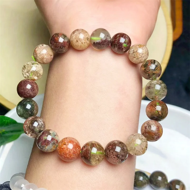 Natural Colored Garden Quartz Bracelet Handmade Crystal Quartz Jewelry Stretch Bangle Children Birthday Gift 1pcs 8/10/12MM