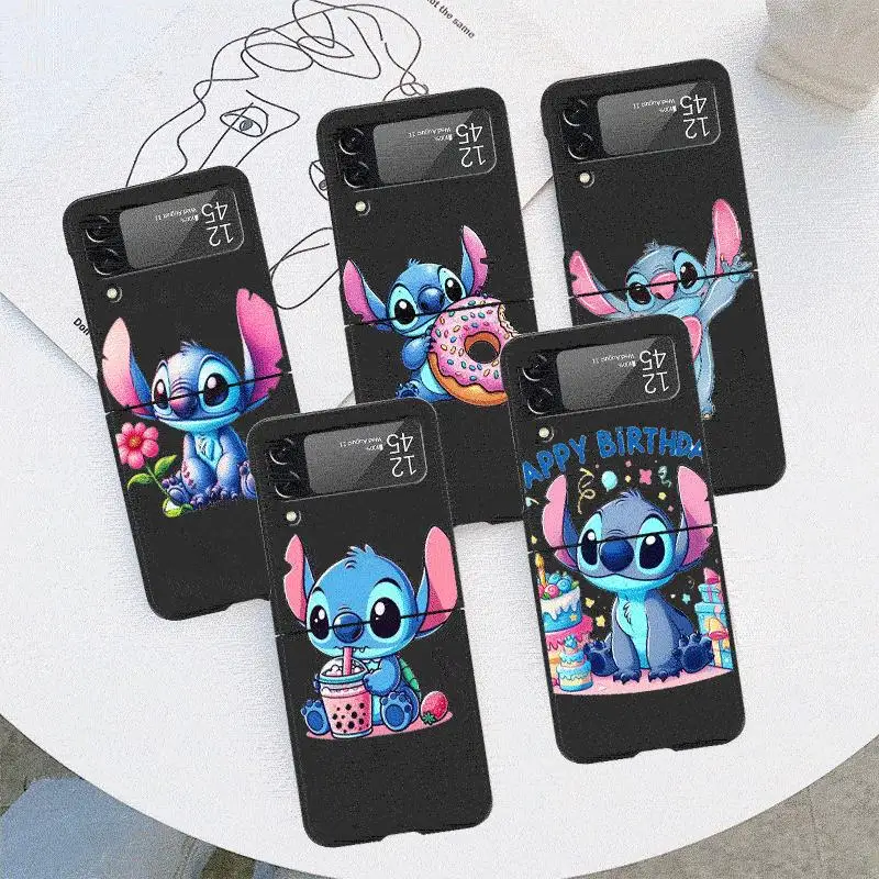 Cartoon Funny Stitch Cute Case for Samsung Galaxy Z Flip 4 3 5 5G Flip Shockproof Capa 6.7 Inches Hard PC ZFlip 4 Phone Cover