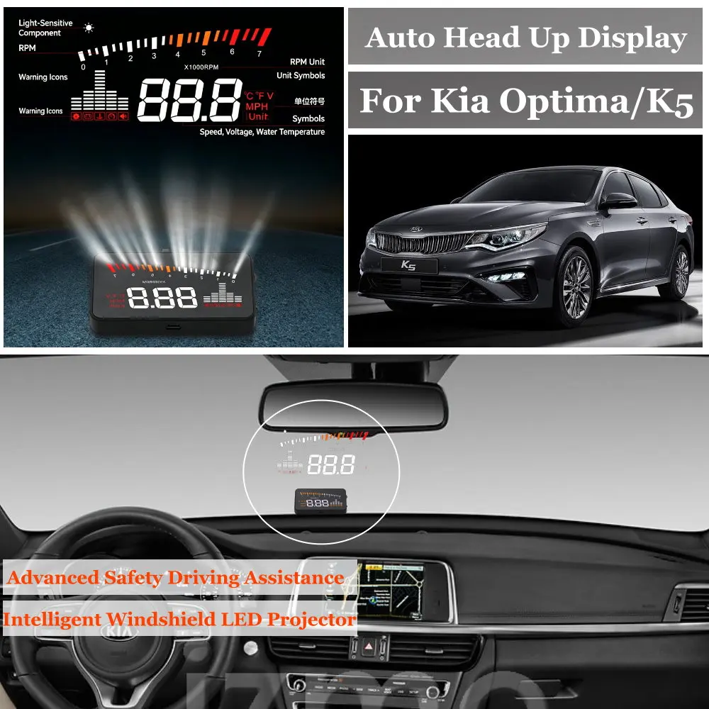 Car Head Up Display For Kia Optima K5 TF JF DL3 2010-2026 AUTO HUD Speedometer Odometer Windshield Projector Accessories