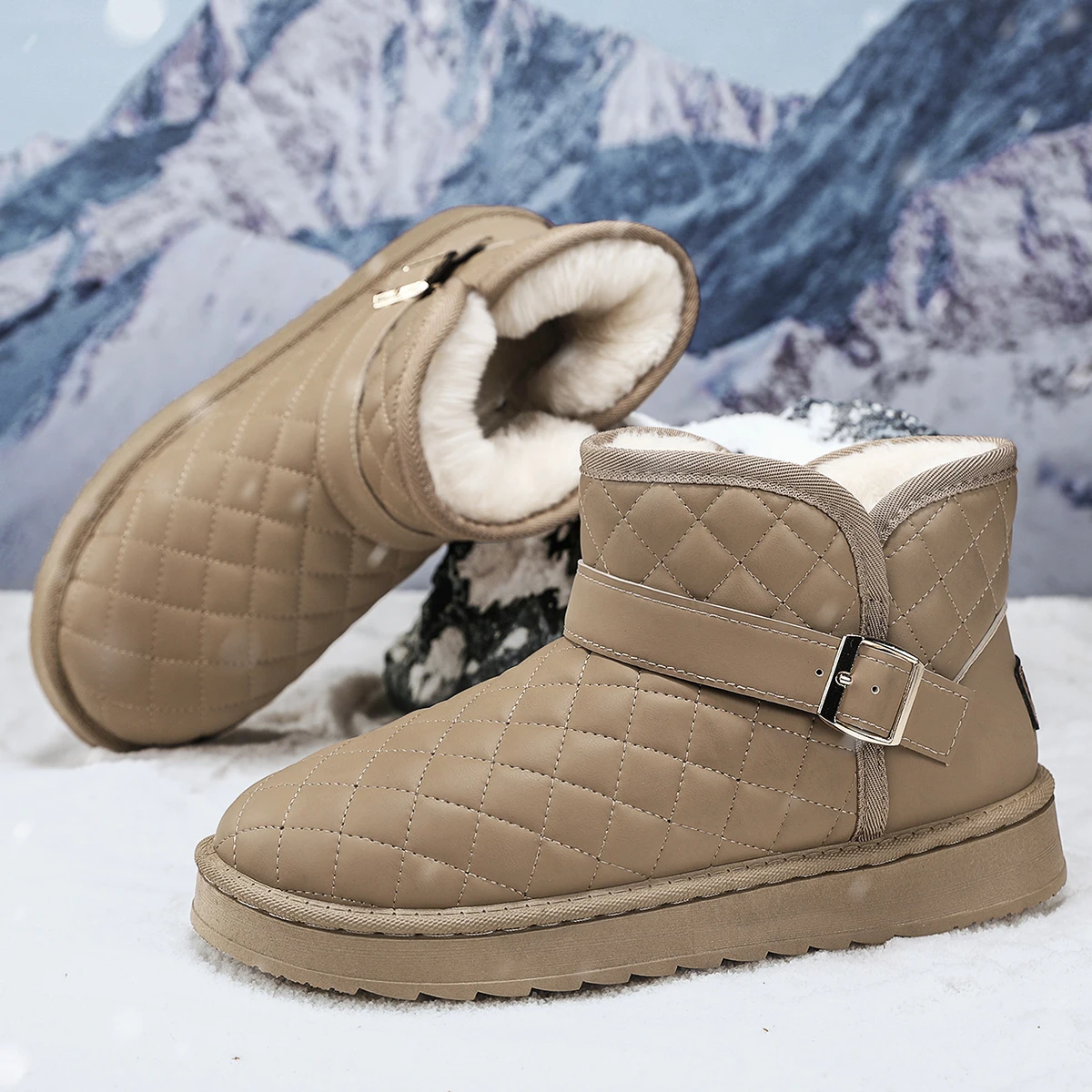 

Snow Boots for Men and Women New Winter Fashion Cotton Shoe Fleece-Lined Thickened Warm Waterproof Non-Slip Snow Boots