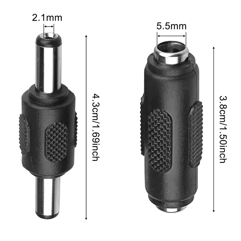 

Разъем-адаптер питания (штекер/гнездо) 5.5x2.1мм 12В/24В DC для светодиодных лент и камер видеонаблюдения