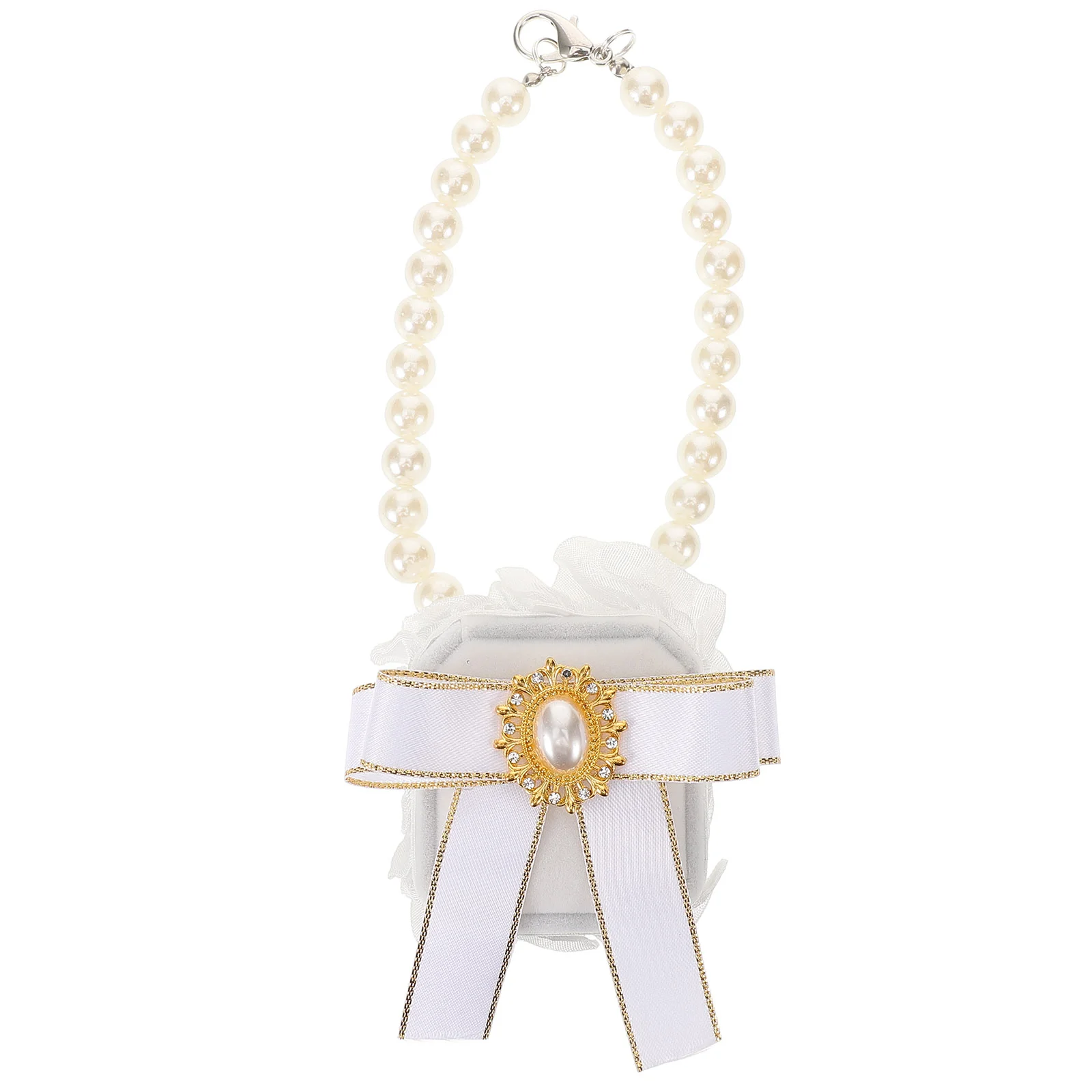 

Pet Wedding Accessories Small Ring Storage Case Organizer Bag Dog Collar Holder Jewelry Polyester Ribbon Outfits Boxes For Gift