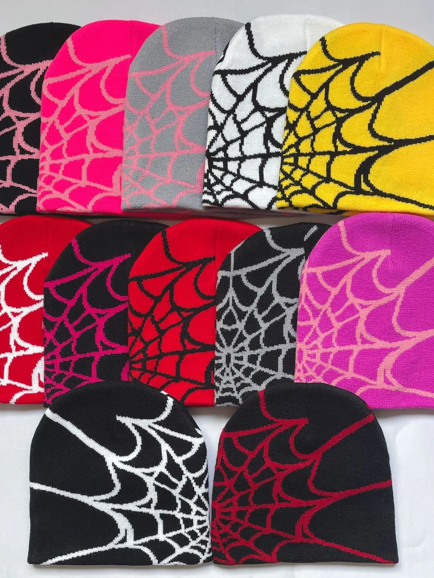 

Warm Knitted Hat Spider Web Design ex Autumn Winter Cycling Cap Cozy Fce Yarn Hat for Men And Women Couple Matching
