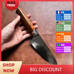 6.5 Inch Chef Knife Wood Handle 67 Layer Damascus Steel VG10 Blade Sharp Cleaver Slicing Utility BBQ Kitchen Knife Cooking Tools