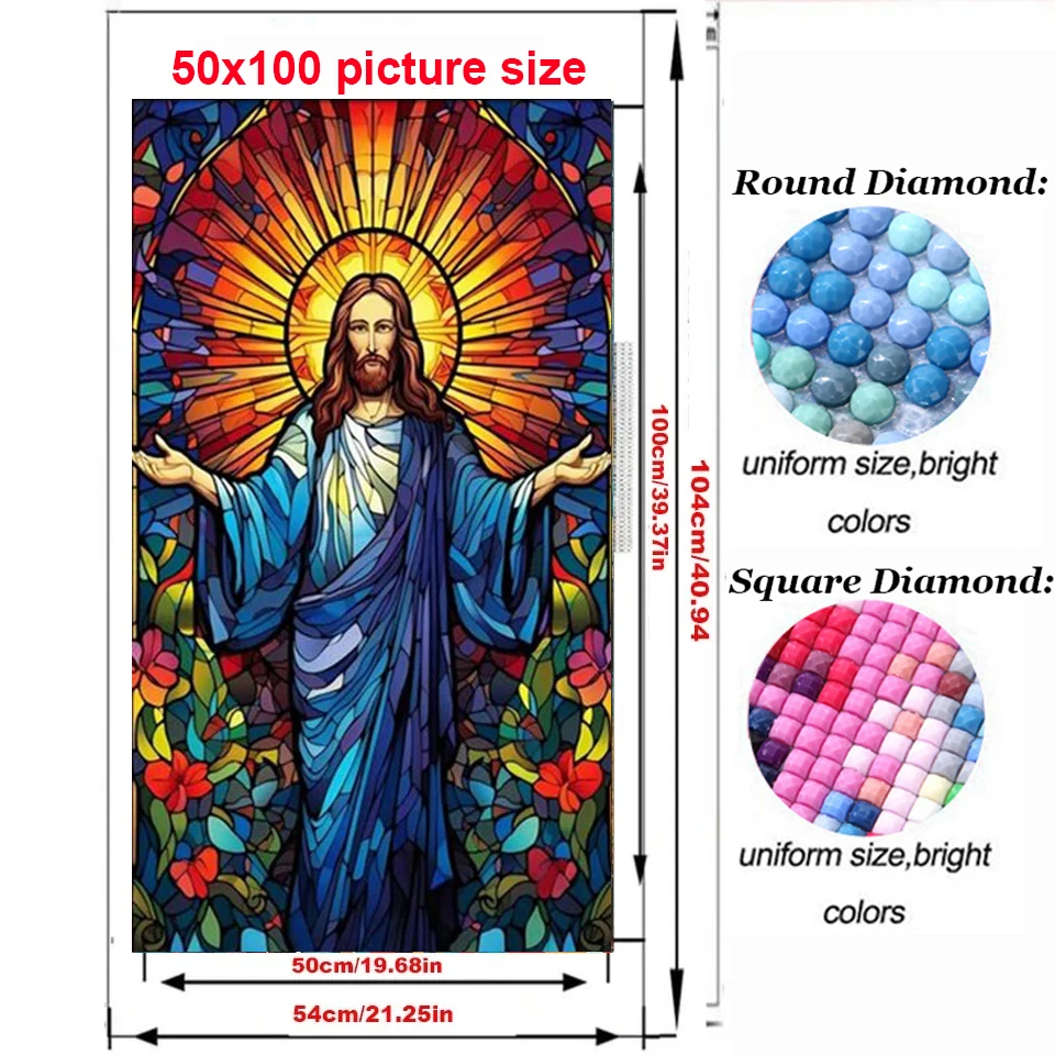 Stained Glass Jesus of Nazareth Diamond Painting New 2024 DIY jewelry Cross Stitch Full Diamond Mosaic portrait Home Decor