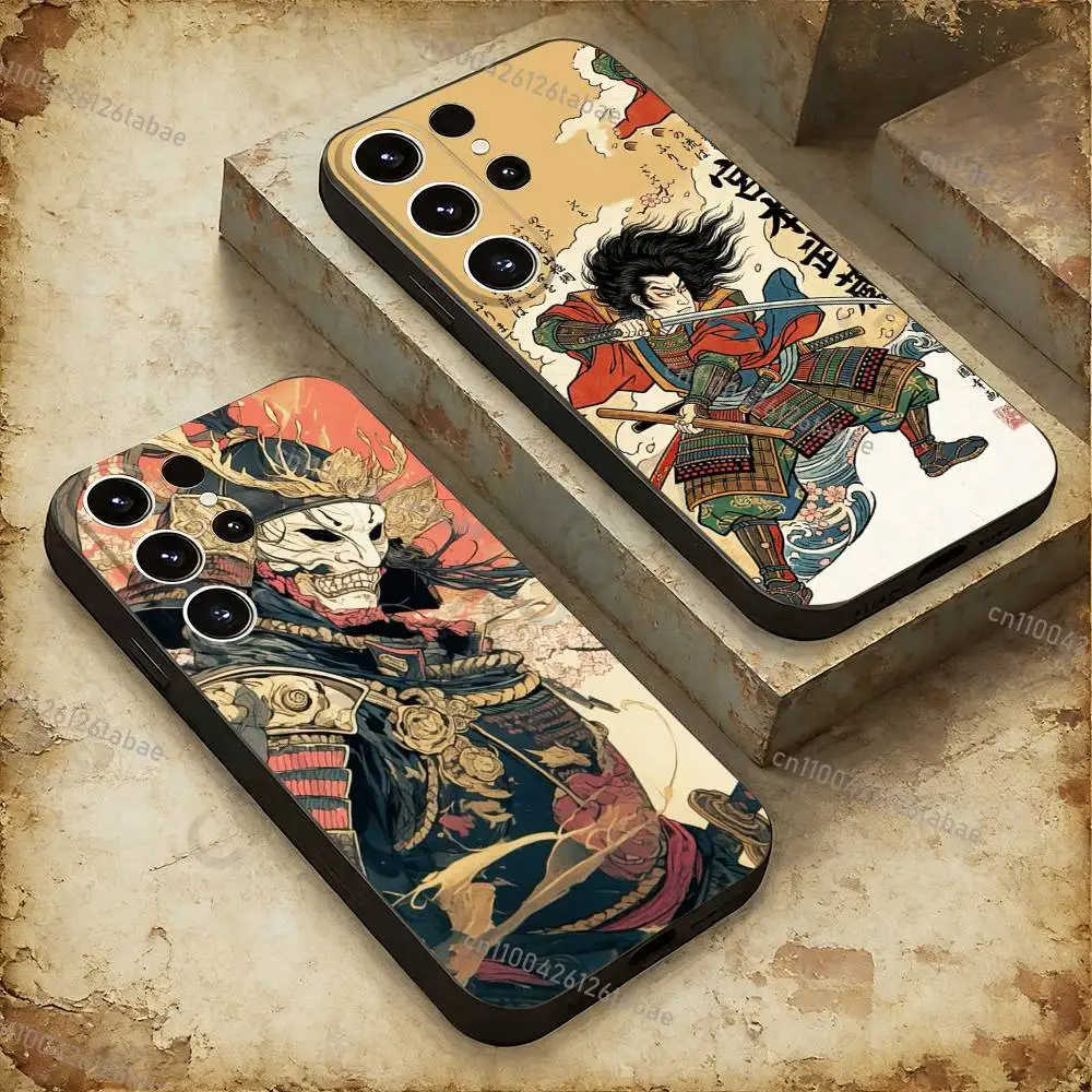 Cool Japan ghost face Samurai Phone case For Samsung Galaxy A53,51,72,73,31,30,42 Soft Silicone Black Cover