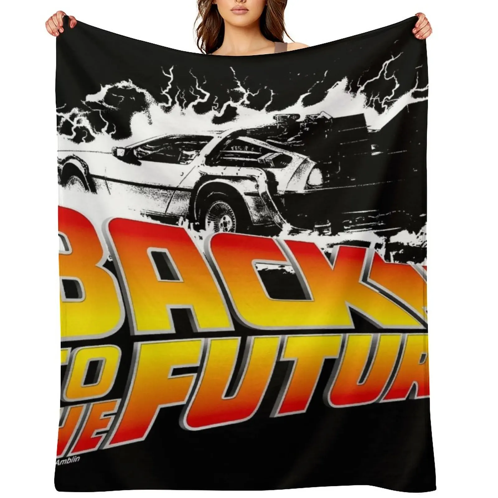

Back to the Future - DeLorean White Stencil Fan Art Throw Blanket Luxury Beach Thermals For Travel Sleeping Bag Blankets