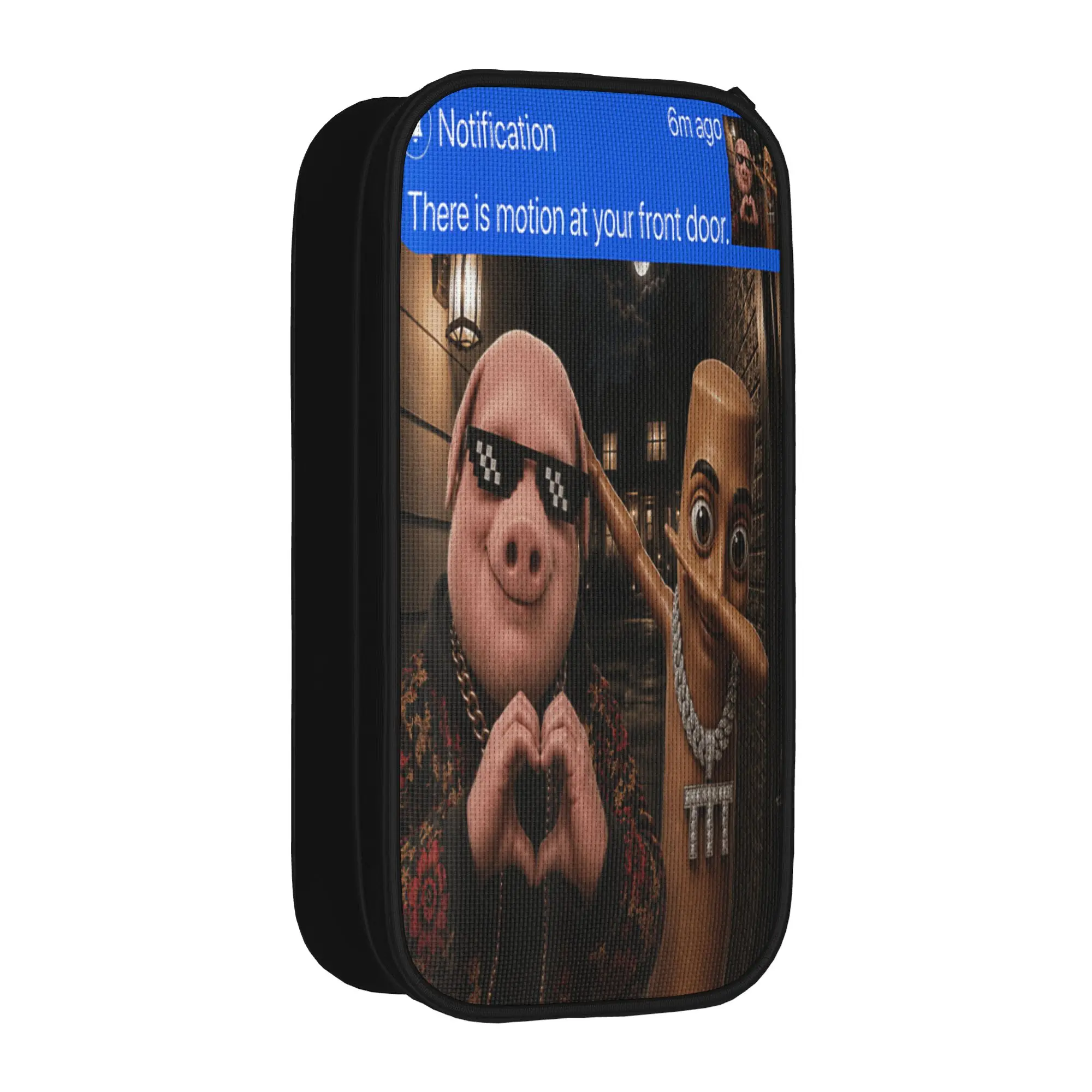 There is Motion at Your Front Door Tung Tung Tung John Pork Pencil Case  Pencil Box Boy Girl Vintage Big School Pencil Cases