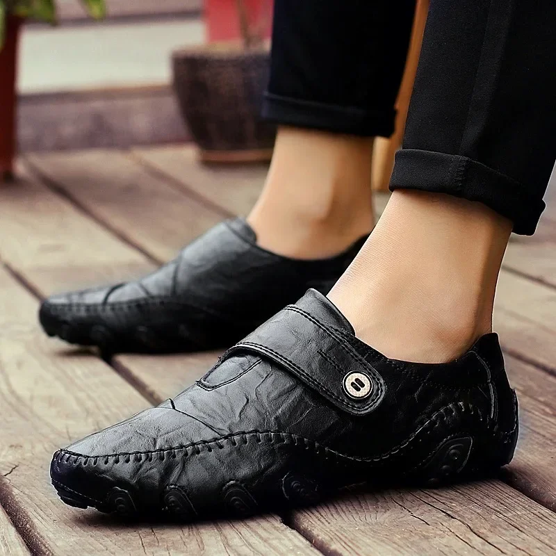 New Men's Casual Loafers Korean Style Octopus Leather Shoes plus Size Men's Shoes Driving Business Moccasins