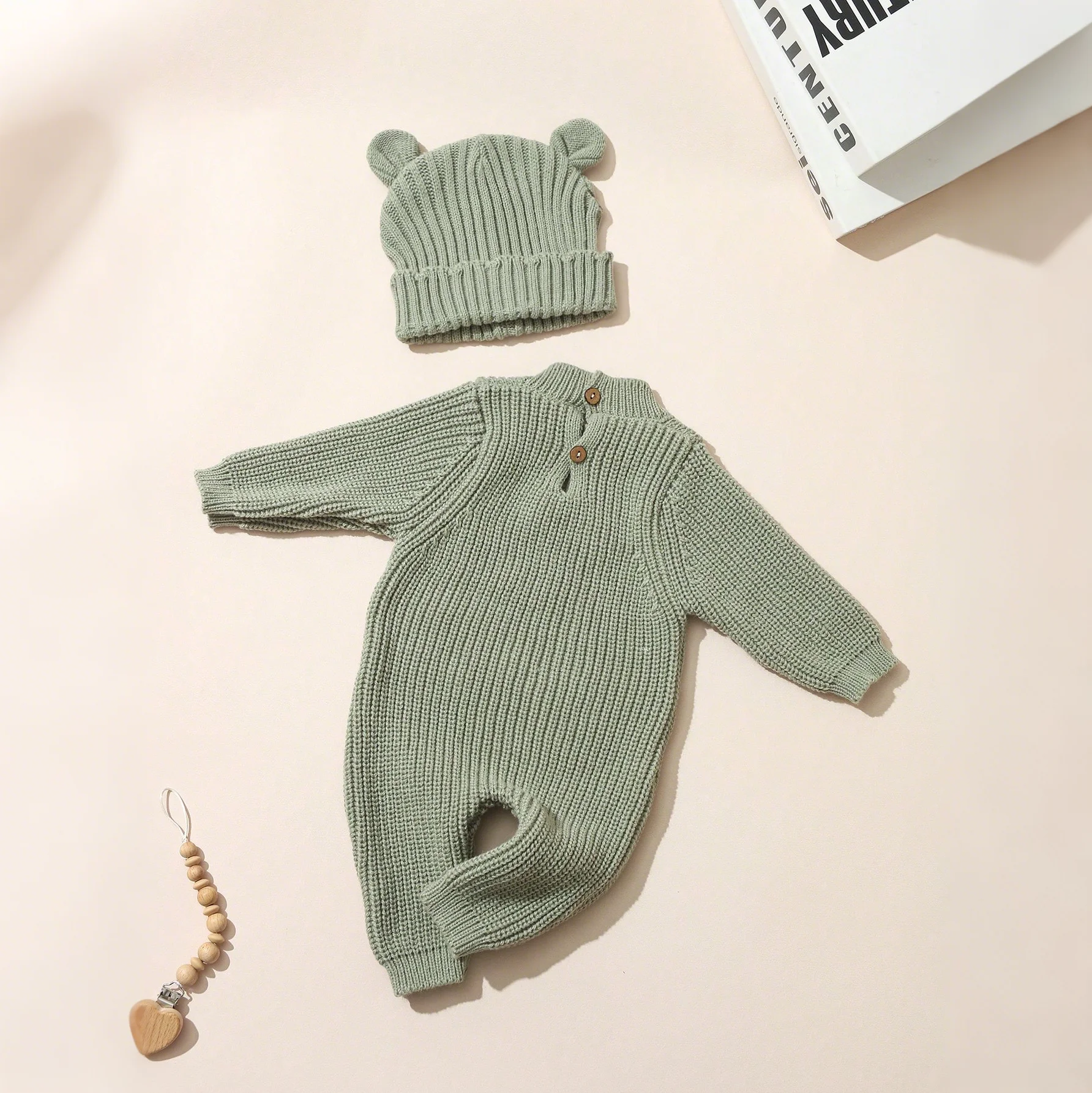 Ylsteed "مرحبا" التطريز الحياكة الوليد إعلان الولادة وتتسابق الطفل آذان الدب التصوير بذلة الرضع صور الدعائم #4