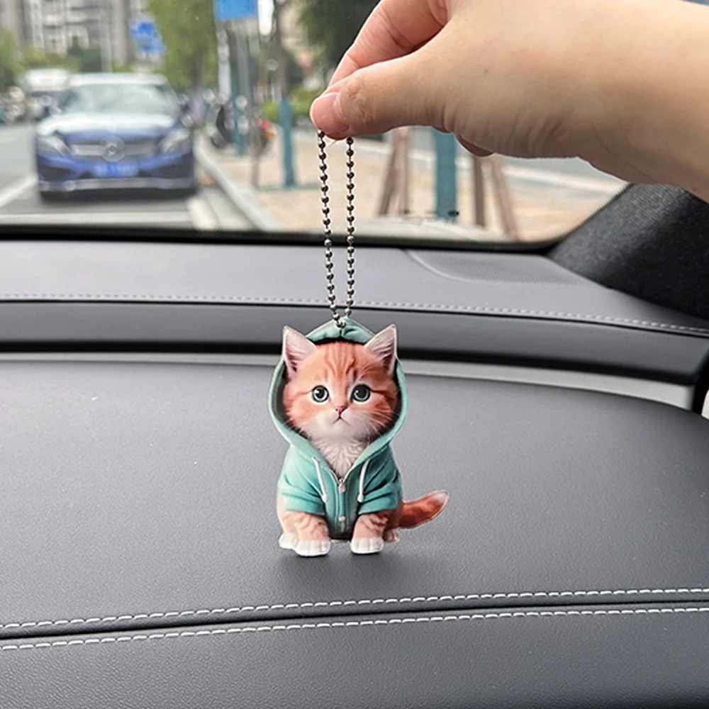 Cartoon Kat Hond Acryl Hanger Auto Achteruitkijkspiegel Hanger Leuk Katje Ornament Speelgoed Thuis Boom Decoratie