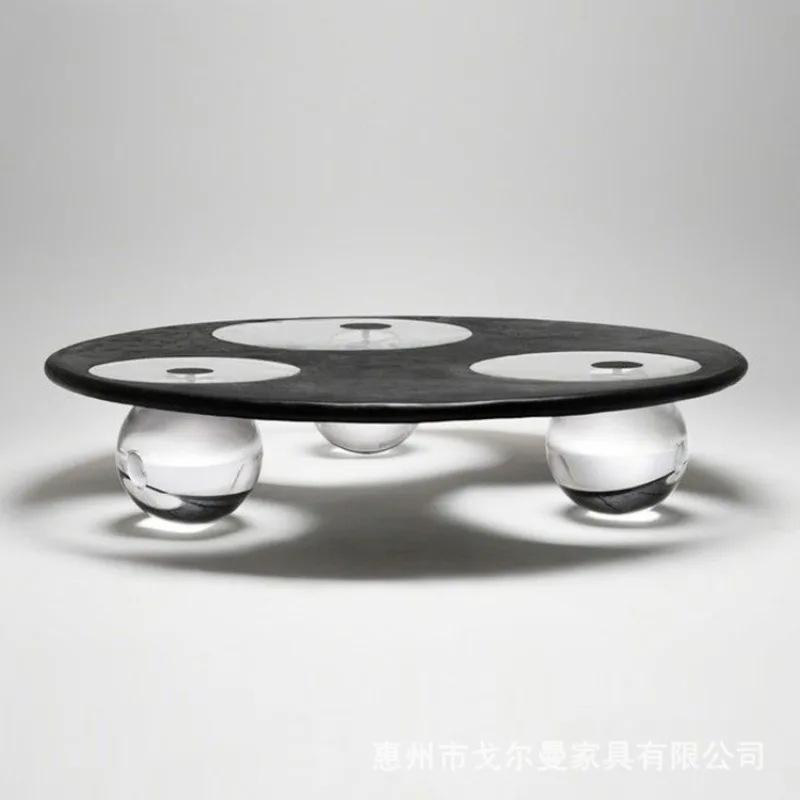 

Italian light luxury natural transparent acrylic crystal round coffee table