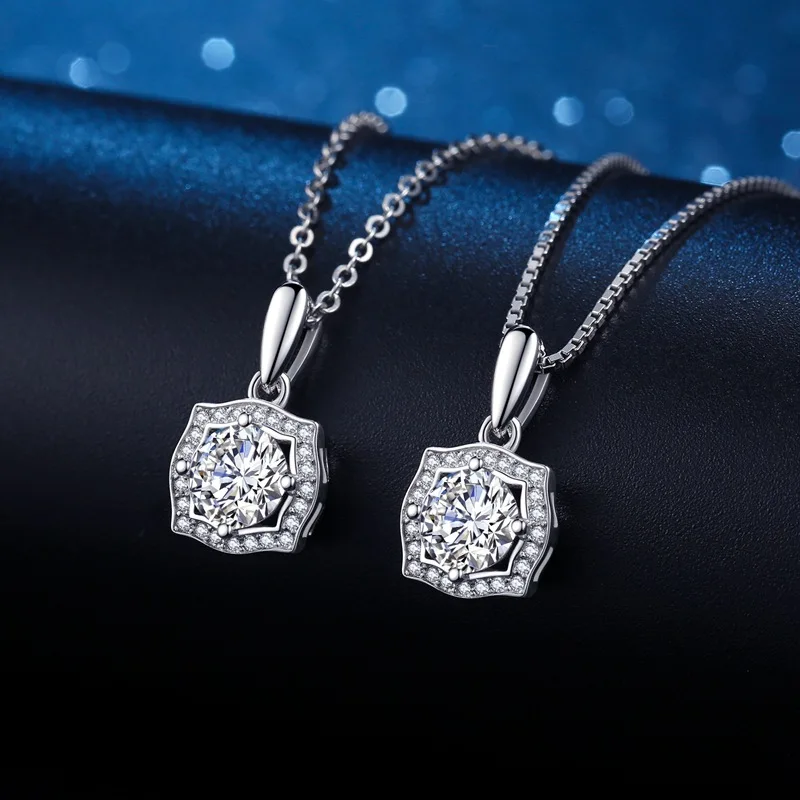 1Ct Moissanite Princess Square Bezel Necklace Women's PT950 Platinum - Timeless durable, soft yet tough, ideal for self &gifting