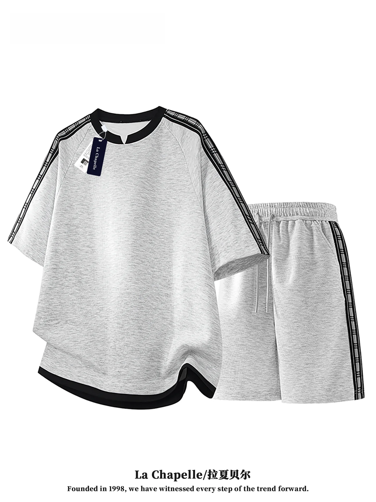 ensemble-short-et-t-shirt-decontracte-pour-homme-la-chapelle-Ete-2026-color-block-en-fibre-de-polyester-ideal-pour-les-jeunes