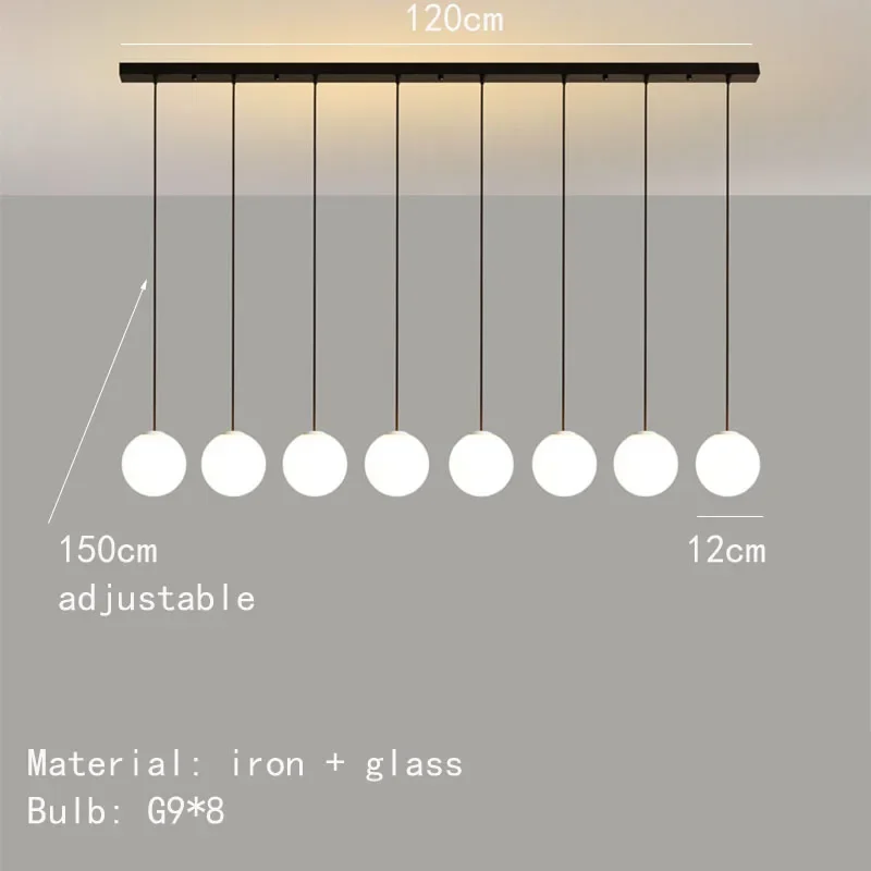 Minimalist ische weiße Glas Kronleuchter Küche hängen Esszimmer Lampe G9 Glühbirne Schnur verstellbare Restaurant Schiff Leuchten