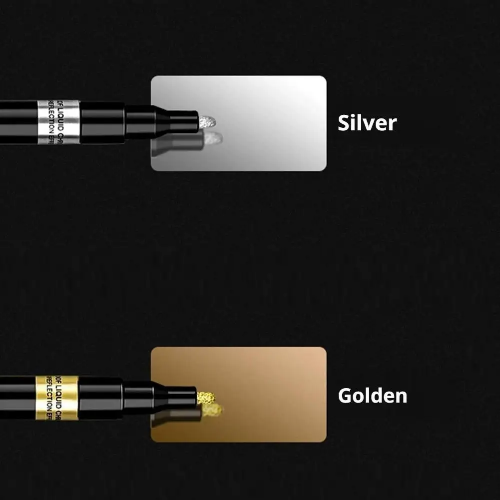 Car Chrome Paint Marker Pen Reflective Fluid Mirror Paint Pen Silver Gold DIY Car Model Painting Art Craft