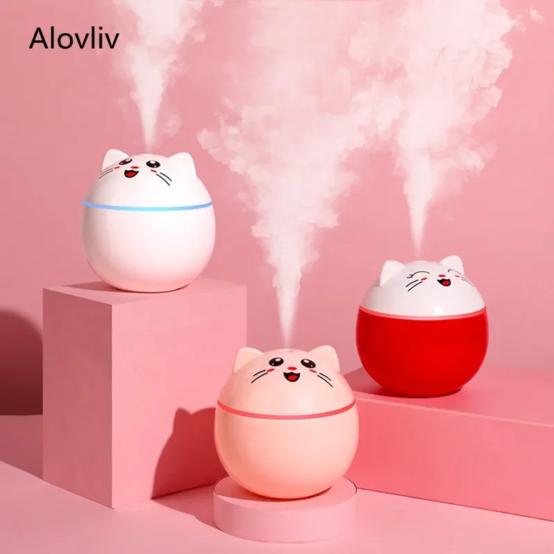 Lucky Cat USB Air Humidifier 200ml Ultrasonic Car Mist Maker Colorful Night Lamps Mini Office Purifier Humidificador de perfume