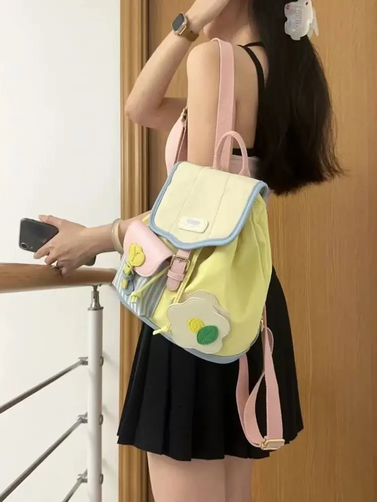 Miyagawa Mini Backpack 2024 New Travel Bag for College Students Cute Contrasting Color Small Backpack for Women Commuting Bags