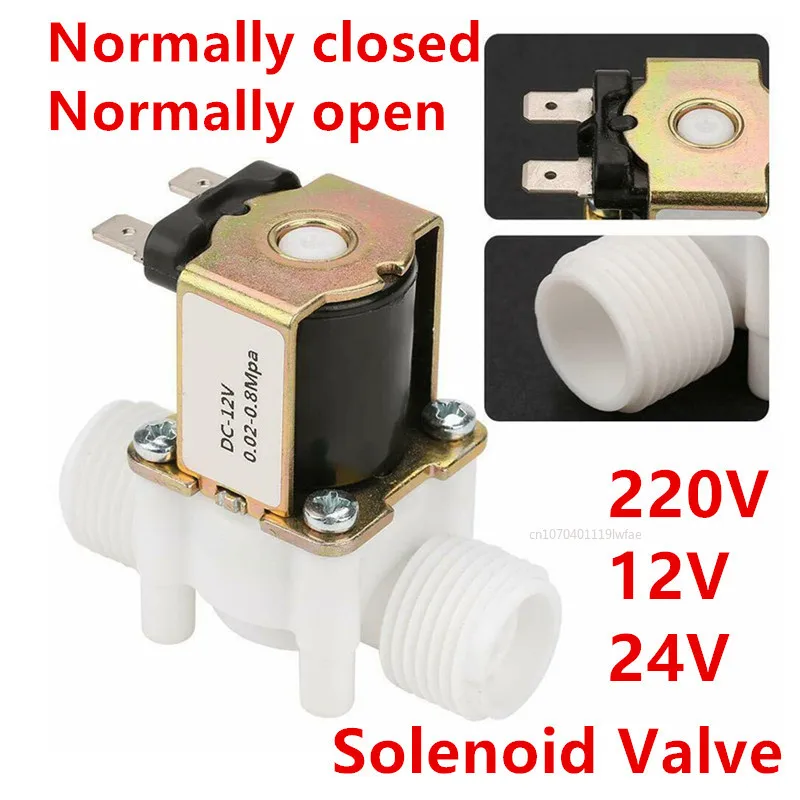 Válvula Solenoide de rosca macho, interruptor de controlador de válvula de Control de agua, 1/2 ", 3/4", CA, 220V, CC, 12V, 24V, normalmente cerrado, normalmente abierto