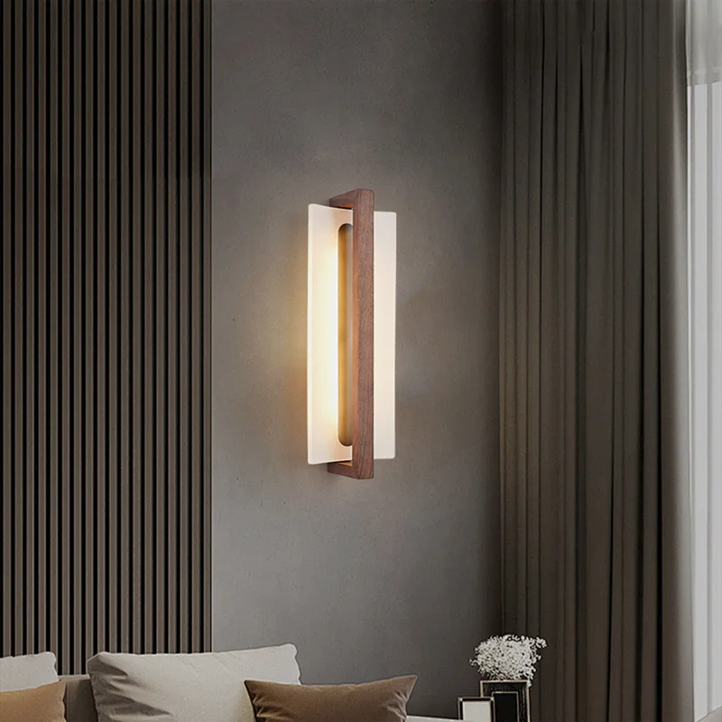 النمط الصيني غرفة نوم مصابيح الحائط الحديثة الجوز الأسود متصدع الفني خلفية ضوء الإبداعية غرفة نوم اللوح الأمامي أضواء ديكور