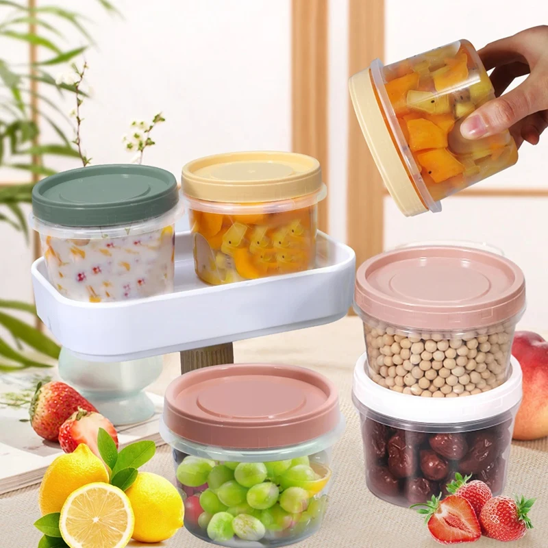 8PCS Round Plastic Containers With Lids, Reuseable Small Freezer Storage Container Jars With Screw Lid