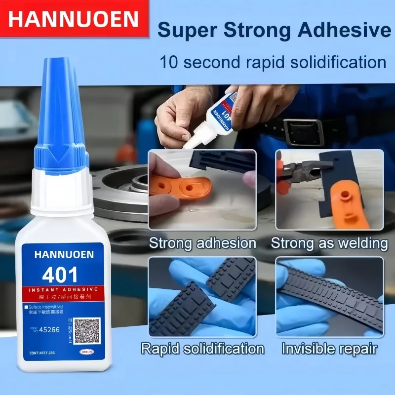 Cola super cianoacrilato 401 atualizada, secagem instantânea em 5 segundos, à prova d'água, estável e versátil, ferramenta de ligação