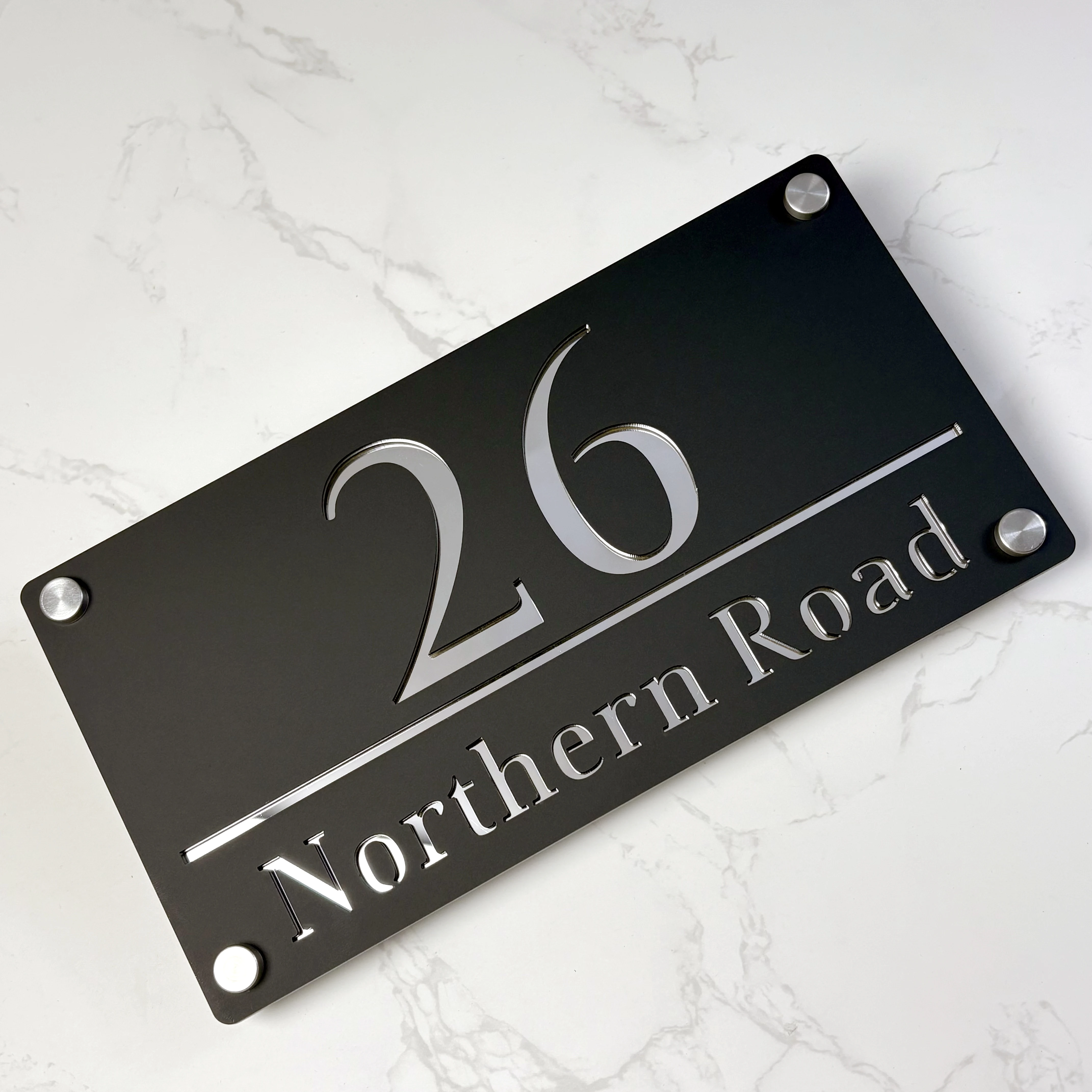 علامة رقم المنزل المخصصة الحديثة علامات الحائط الخارجية لوحات عنوان الأكريليك المقطوعة بالليزر هدية شقة الفيلا #1