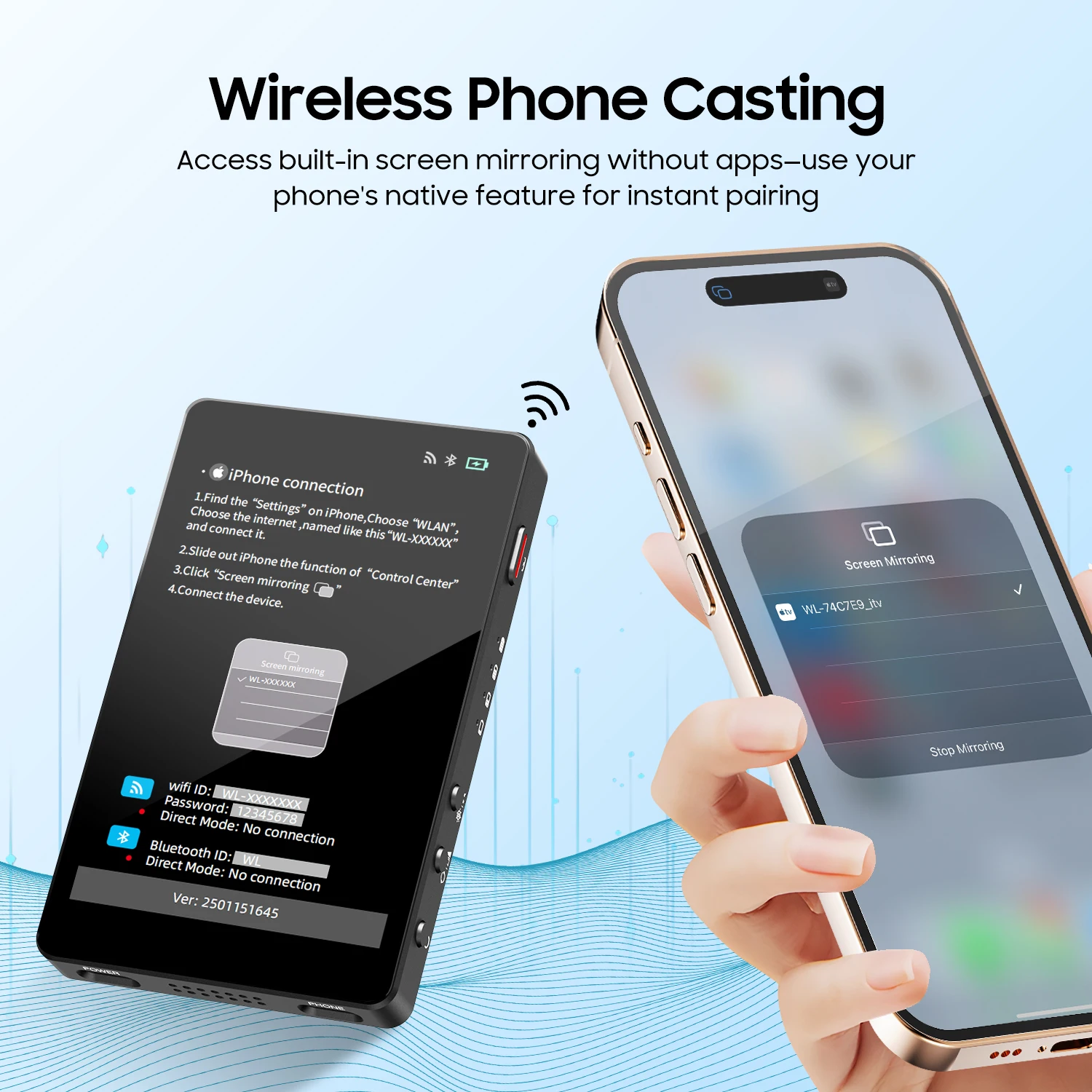 Vrriis Schermo per monitor di ripresa wireless per smartphone Fotocamera posteriore Schermo per selfie magnetico wireless Vlog Live Stream