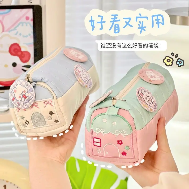 Pencil Bag Small House Design Cute Small Fresh Stationery Box Large Capacity Student Niche Storage Bag Pencil Cases Pencil Bag
