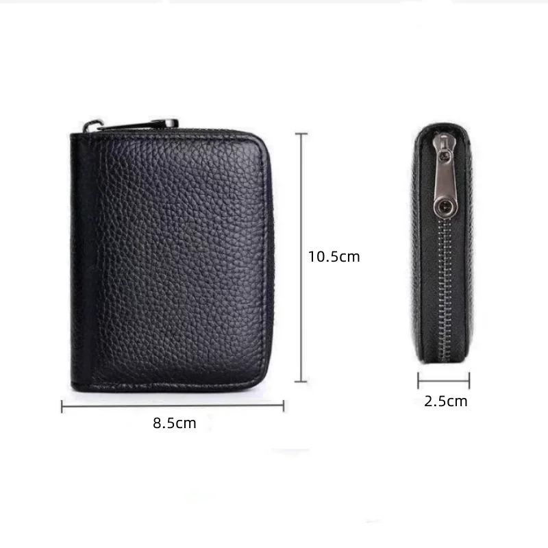 Nowy mini skórzany portfel na 20-karty Mini portfel skórzany Etui biznesowe Uchwyt na torebkę Blokowanie RFID Carteira Masculina Porte Carte